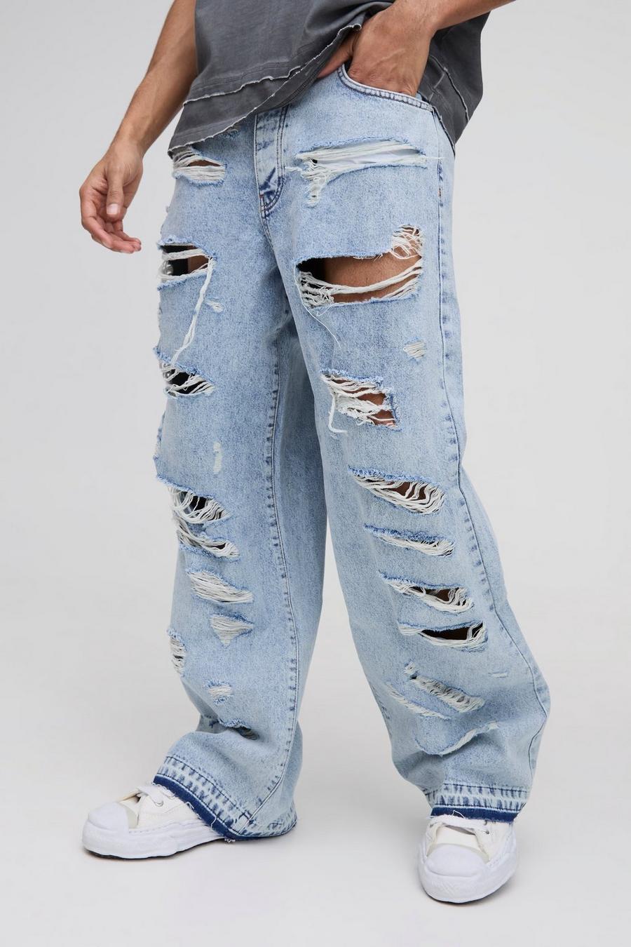 Wide Leg Skater All Over Ripped Distressed Jeans | boohoo CA Wide Leg Skater All Over Ripped Distressed Jeans | boohoo CA